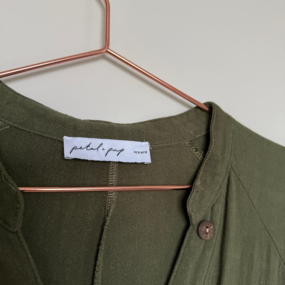 Petal & Pup Womens Archie 100% Linen Jumpsuit 8 Green Minimalist Lagenlook Boho - Picture 5 of 9